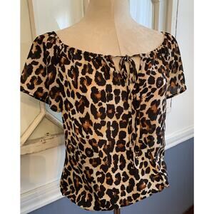 Small Veronica M. Made in USA Women's Animal Print Short Sleeve Sheer Banded